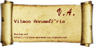Vilmos Annamária névjegykártya